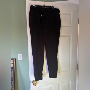 Black Women's Tapered work Jogger Pants with belt